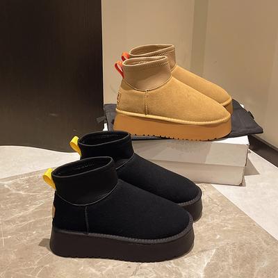 Новые зимние женские ботинки, высокие зимние ботинки, утолщенные плюшевые теплые, простые и универсальные, удобные, нескользящие, хлопковые ботинки для отдыха на открытом воздухе