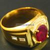 Ruby Oval Cut With 925 Sterling Silver Gold Plated Ring For Men's #B519 JL375684090654