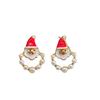 Enamel Santa Claus Min Stud Earrings Female Fashion Sweet Red White Color Geometry Ear Wedding Jewelry Romantic Gift
