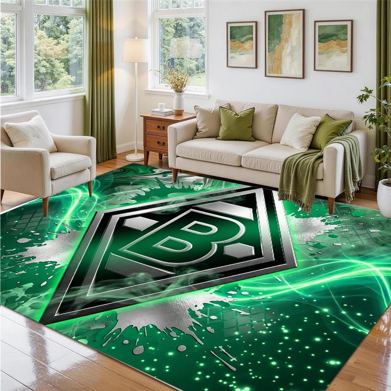 Borussia Mönchengladbach Design Crystal Velvet Rug Soft Decorative Mat for Bedroom Entrance