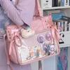 JIAERDI Japanese Sweet Elegant Ribbon Ita Bag Women Large Capacity Transparent Tote Bag Ladies Balletcore Anime Shoulder Bag New