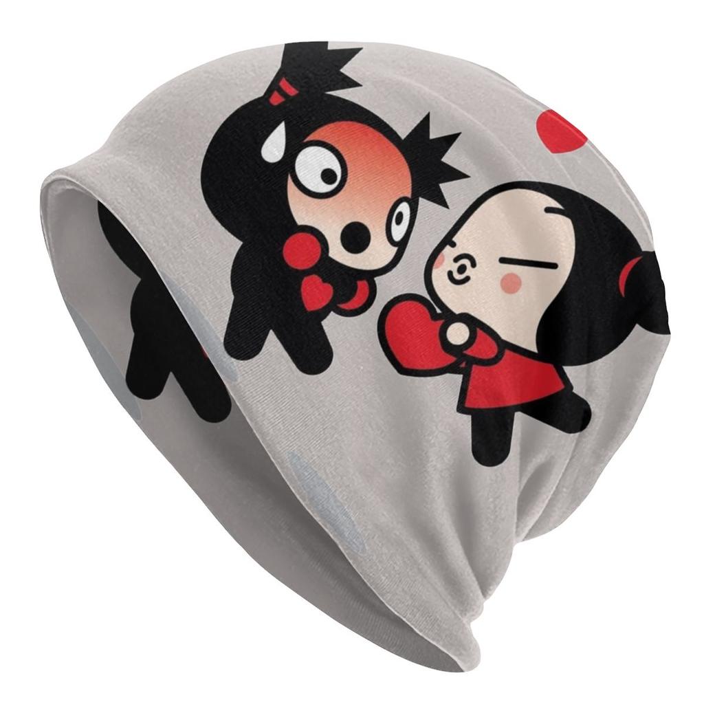 Женская шапка-бини с напуском в стиле аниме Pucca, унисекс, с персонажами мультфильмов, модные вязаные шапочки Skullies, шапка для зимних лыж