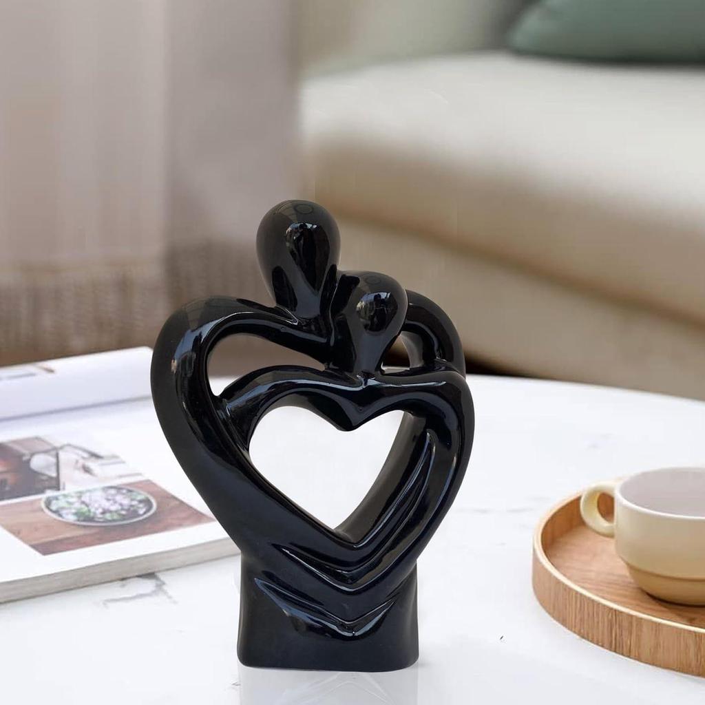 Passionate Romantic Couple Ceramic Statue for Home Decor (Pack of 1, Black)
