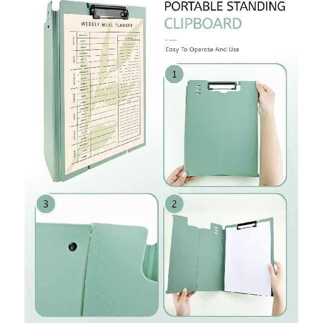 Free Standing Clipboard and Desktop Stand with Adjustable Buckles Easel Back - Foldable Stand and Document Holder for School, Office and Business Use