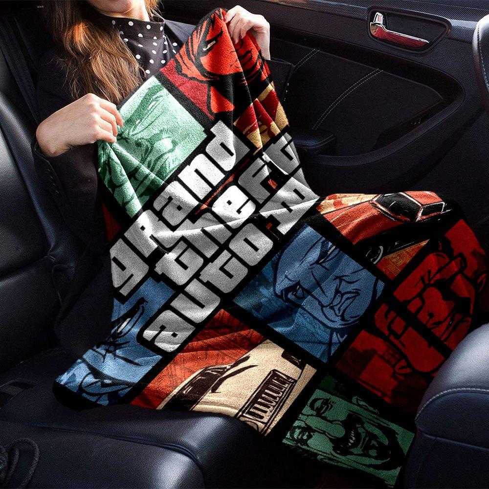 1 шт. Мягкое фланелевое одеяло Grand Theft Auto с дизайнерским принтом. Уютное одеяло для всех сезонов, идеально подходит для дивана, кровати, офиса