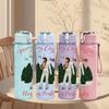 1PC Country Music Character 750ml sports water bottle leakproof straw lid outdoor office home