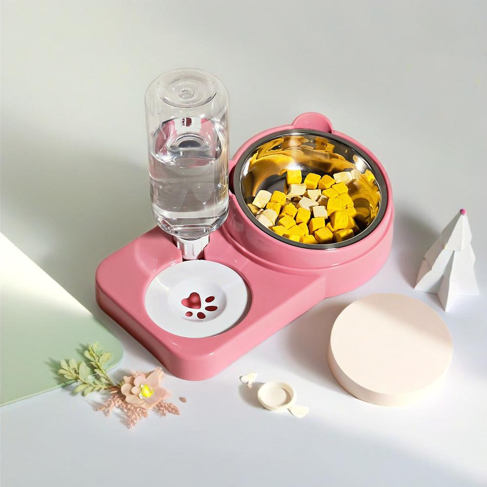 Pet Water & Food Bowl Set - Double Bowl Dog/Cat Feeder, Anti-Spill Pet Dish, Essential Pet Supplies
