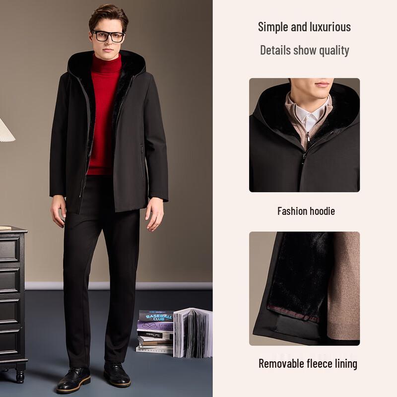 Мужское теплое пальто с капюшоном Antonio со съемной подкладкой