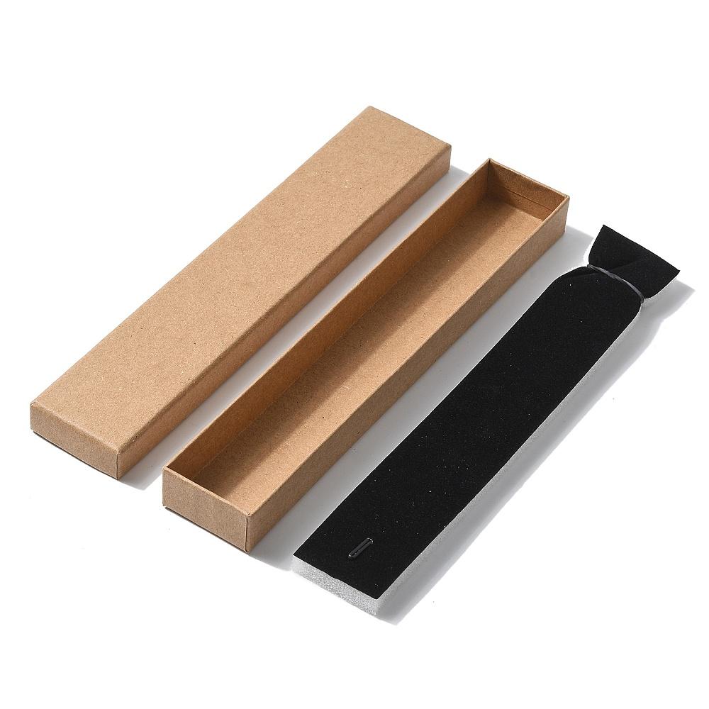 12pcs Cardboard Jewelry Set Box for Bracelets Necklace Rectangle Tan 21x4x2cm Inner Size: 20x3.5cm