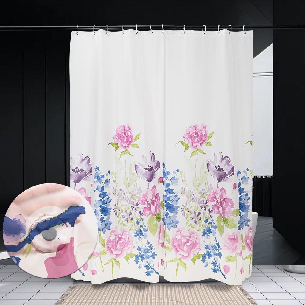 3D-печатная шторка для душа из ПЭВА с крючками – Толстая, водонепроницаемая, устойчивая к плесени перегородка для ванной