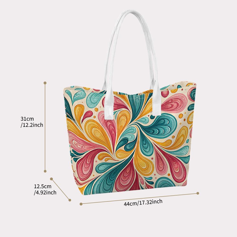 Colorful Swirl Print Tote Bag Large Capacity Daily Casual Shoulder Bag for Women