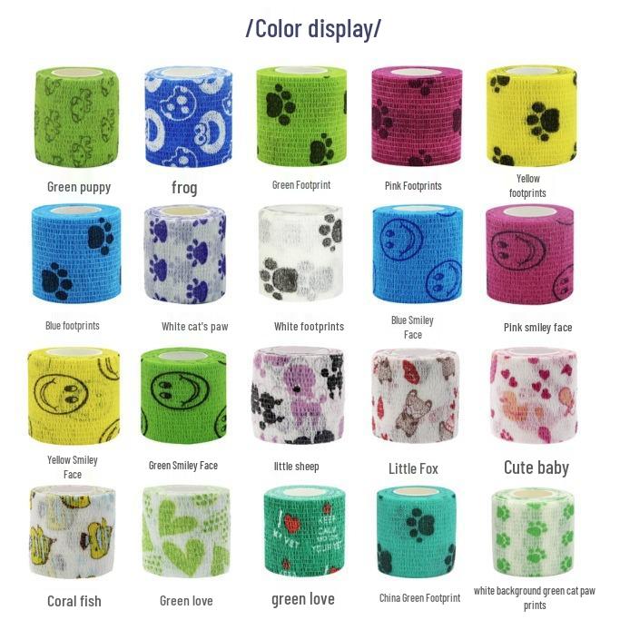 Colorful Cartoon Animal Elastic Self-Adhesive Pet Bandage for Dogs - Anti-Dirty Foot Wrap, Ankle Support & Finger Bandage