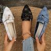 Fashion 2024 Women's Knitted Slip On Flats Breathable Comfortable Solid Color Flat Shoes Casual Pointed Toe Walking Shoes Women Loafers