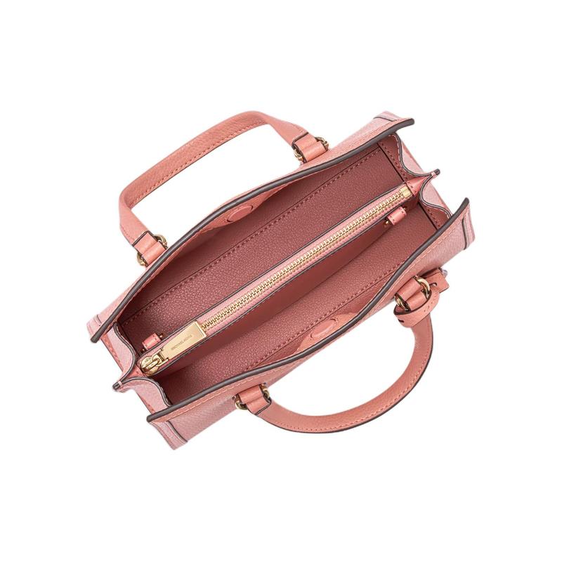Michael Kors Chantal Business Casual Для поездок на работу Металлический логотип Текстурированная кожа Ручная сумка на плечо Сумка-кроссбоди Маленькая Женская Розово-розовый