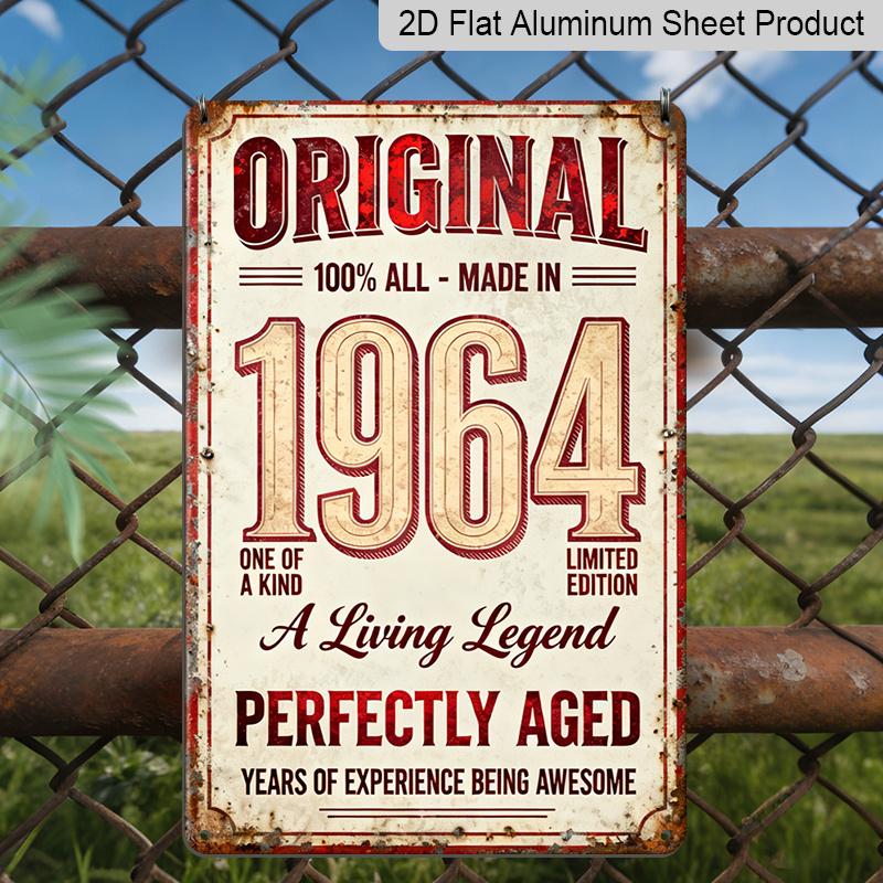 2D Flat Vintage Metal Aluminum Decorative Sign (8'' X 12''), Made in 1964, Perfectly Aged Living Legend Retro Wall Art, Home Decor for Bar, Living