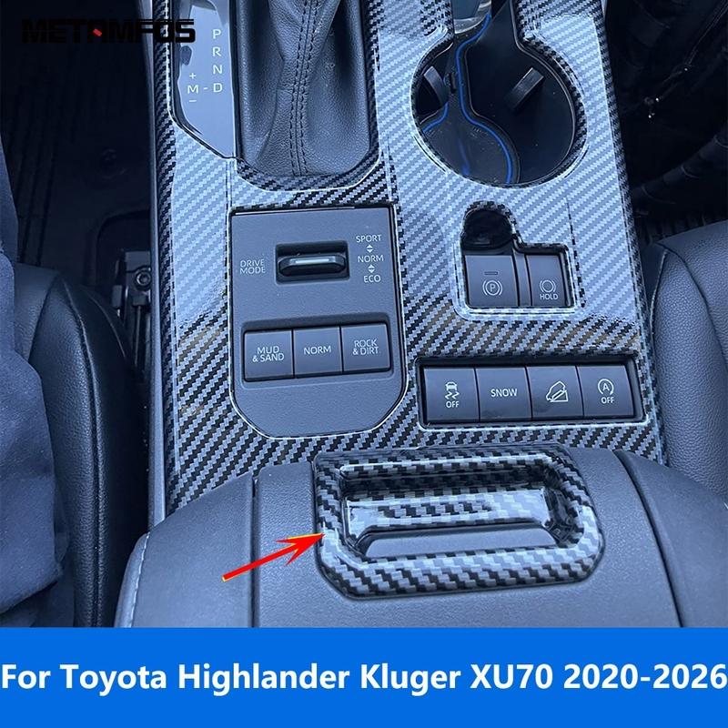 Armrest Box Storage Box Switch Cover Trim For Toyota Highlander Kluger XU70 -2025 2026 Carbon Fiber Accessories Car Styling