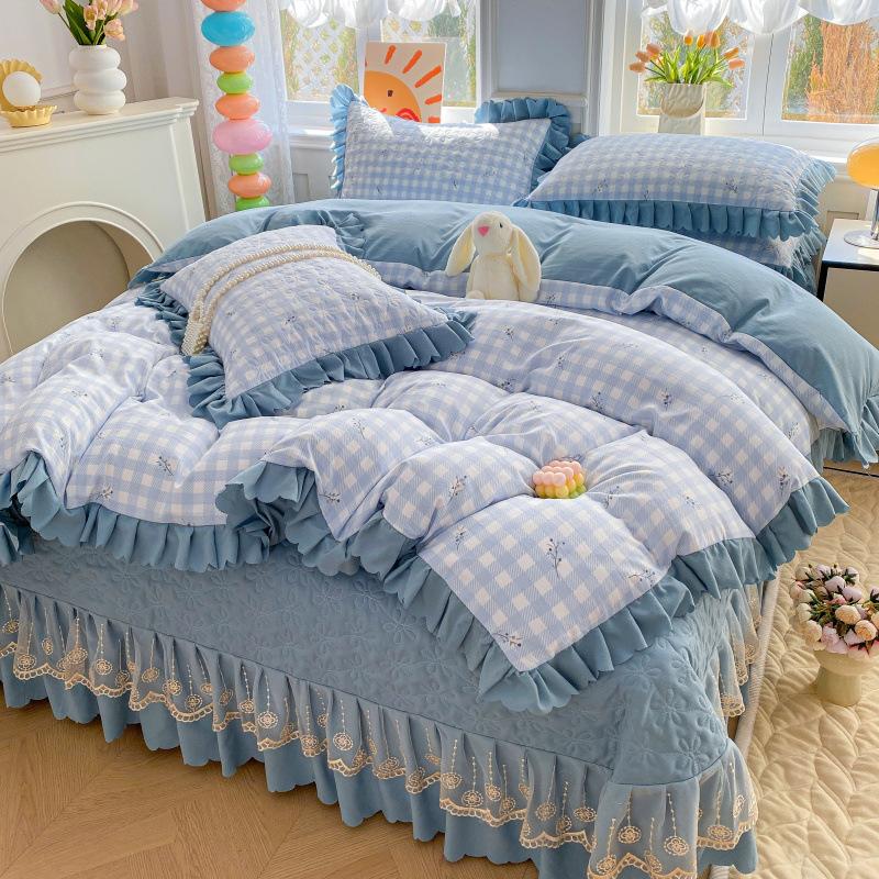 Комплект постельного белья класса А для матери и младенца, 4 предмета, утолщенные стеганые простыни, 3 предмета, комплект маленького жаккардового пододеяльника из бамбукового хлопка, осень, зима