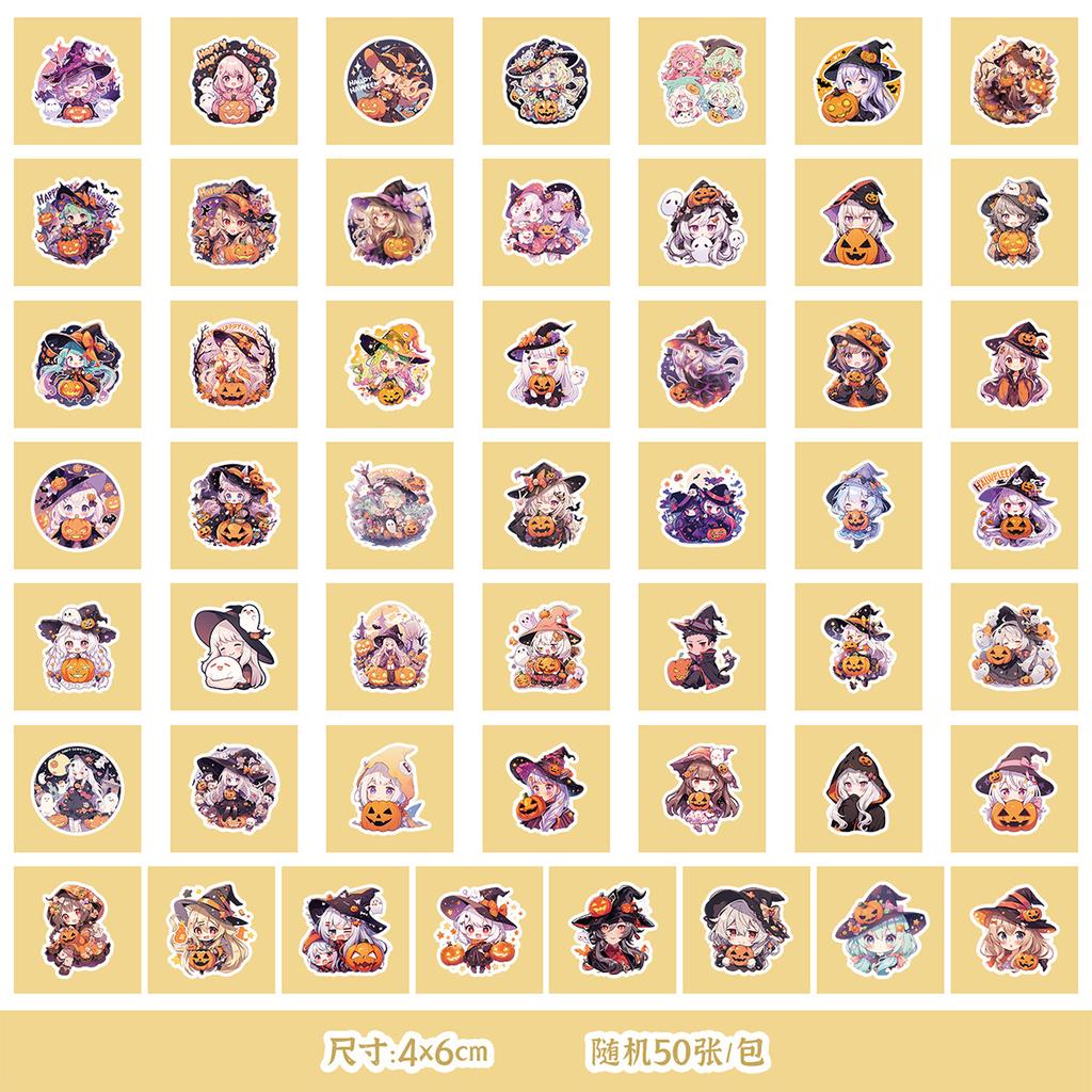 50/100 Halloween Stickers Mobile Ticket Waterproof Decorative Stickers Children's DIY Hand Account Stickers