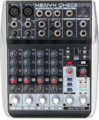 Аналоговый микшер 6 каналов 1 ручка проигрыватель XENYX QX602MP3 Комп/Реверберация/Эффект задержки/MP3