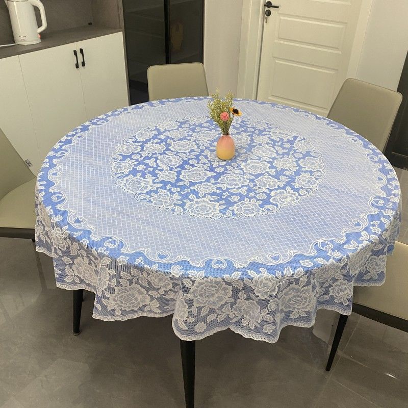New Colored Circular Tablecloth Waterproof Oil Proof Round Dining Table Cover Anti Scalding Non Washing Household Tablecloths