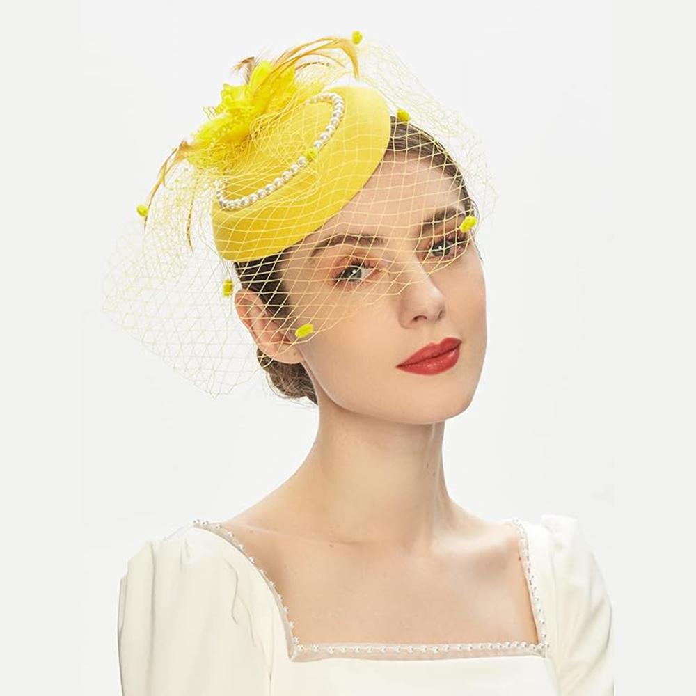 Шляпы 20-х 50-х годов, винтажные чародеи для женщин, шляпы для чаепития с повязкой на голову с сетчатой ​​вуалью из перьев