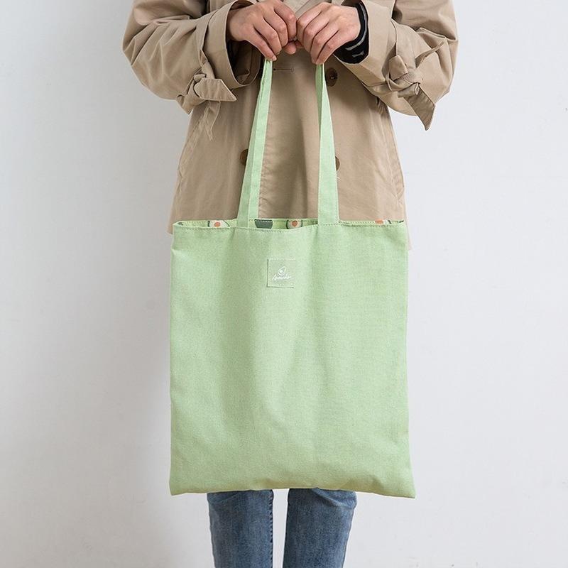 Double-sided Dual-purpose Shoulder Bag Millet Wheat Fabric Cotton Linen Pocket Women's Canvas Bag Shopping Bag