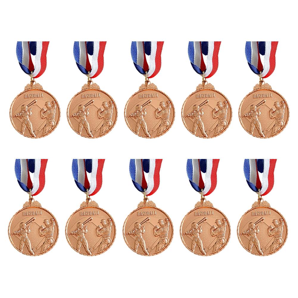 10 шт. бейсбольных медалей, спортивные медали, 5 см, металлические медали победителя с шейной лентой, памятная бейсбольная медаль для бейсбольного турнира