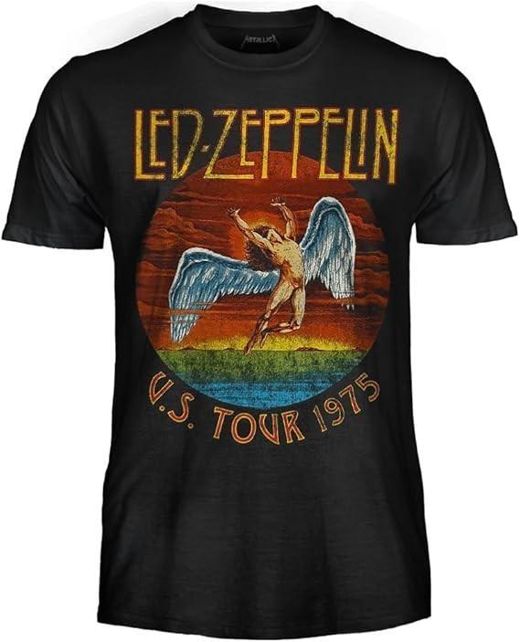 LED ZEPPELIN Футболка Футболка Взрослая США. Тур 1975 Официальный Хлопок ОРИГИНАЛ