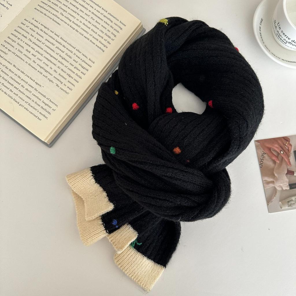 Solid Color Knitted Scarf for Women Winter Soft Student Couple Knitted Scarf
