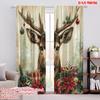 2pcs,2D Plane Printing Curtains Roller Blinds Christmas Deer Holiday Nature (3) Versatile Polyester (without Rod) Decorations