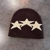 Winter Fall Beanie Knitted Cap With Star Pattern For Casual Streetwear Gift