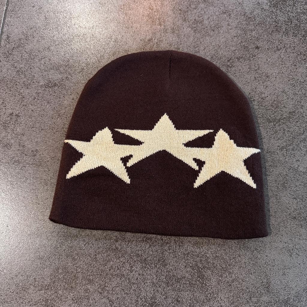 Winter Fall Beanie Knitted Cap With Star Pattern For Casual Streetwear Gift