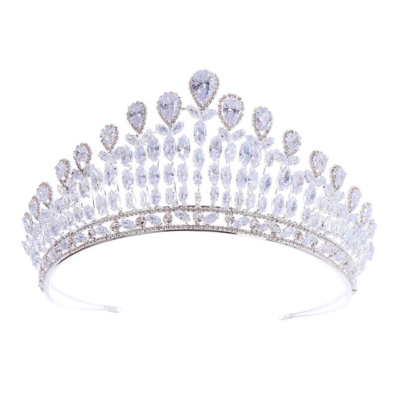 Свадебная корона Роскошная ручная работа Цирконовая корона принцессы Тиара Аксессуары для волос Зимняя повязка на голову