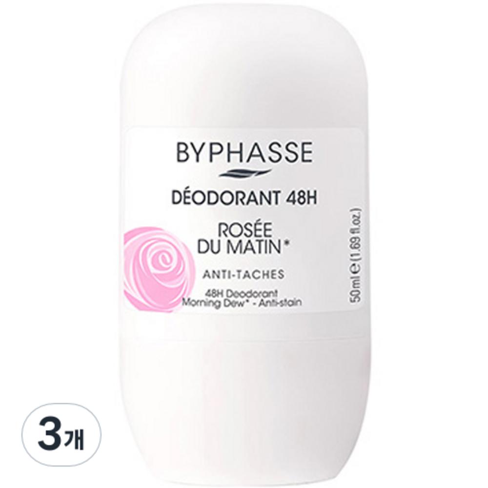 Byphasse Roll On DeO:DOrant New 48H Rose Fragrance, 50 мл, 3 шт.
