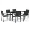 VidaXL Garden Dining Set 7 Pcs Cushions Woven Resin Steel 3187026
