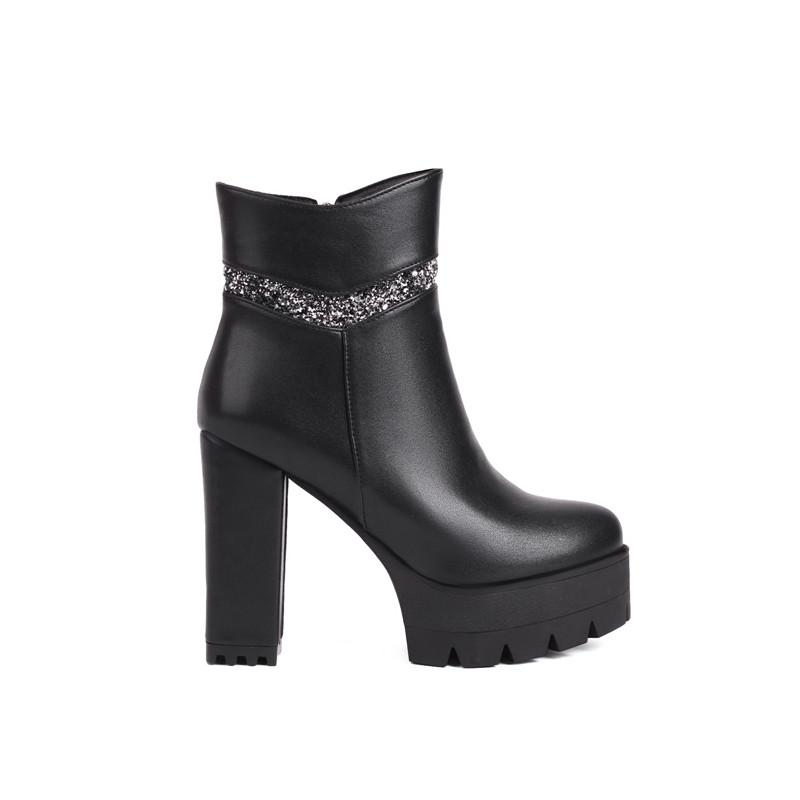 Женские короткие сапоги на высоком каблуке, осенне-зимние новые цветные непромокаемые большие короткие сапоги на платформе на толстом каблуке