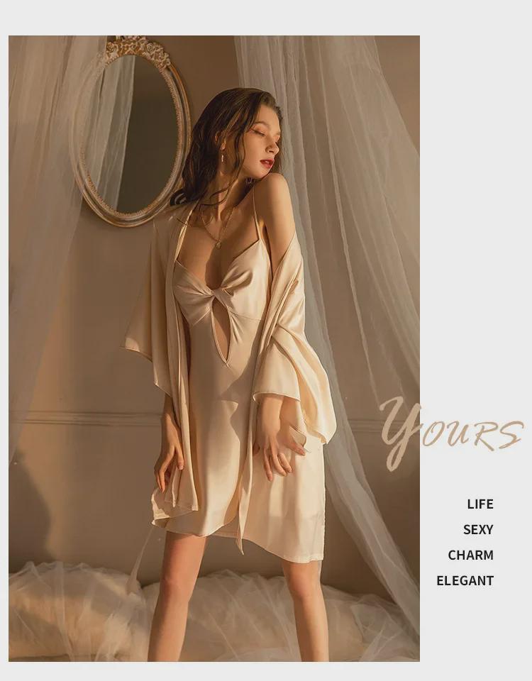 Ночная рубашка Desire Style Ice Ribbon с нагрудной подкладкой - сексуальный комплект из двух частей для женщин