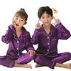 Children Silk Satin Set Girls Boys Solid Color Suit Autumn Kids Loungewear