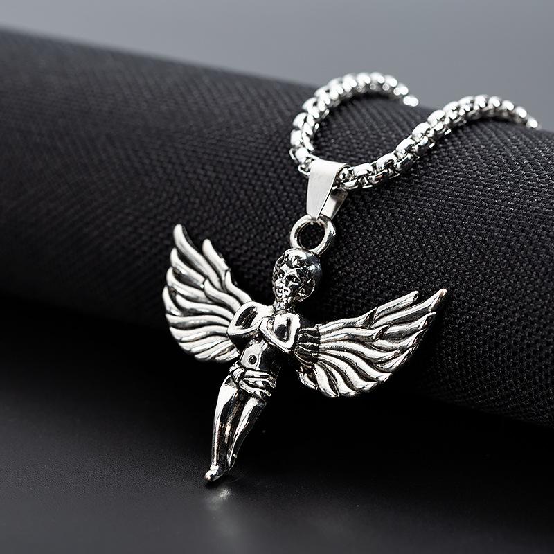 European and American Street Hip-hop Necklace, Little Angel Pendant, Trendy Couple Personality Pendant