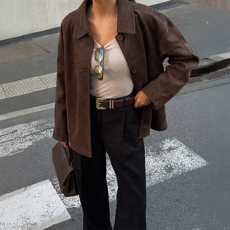 Европейско-американский простой темперамент пуговица длинный рукав жилет жилет куртка женская 2025 осень зима