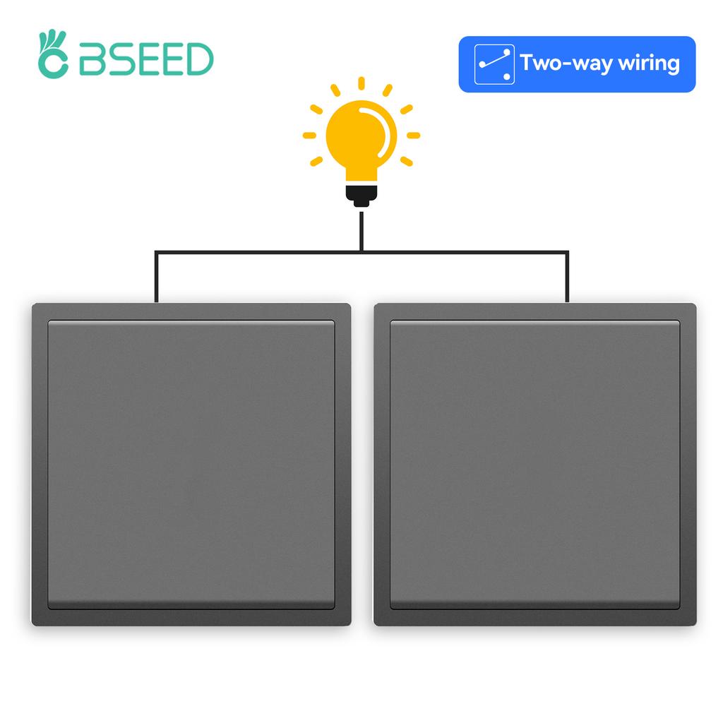BSEED 1/2Gang Mechanical Light Switches With Led Indicator For Stairs Hallway Corridor 10A Plastic Frame 2pieces