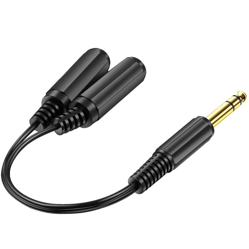 Gold-plated 6.35 Stereo To 2pcs 6.5 Mono Power Amplifier Audio Adapter Cable 1 To 2 Splitter