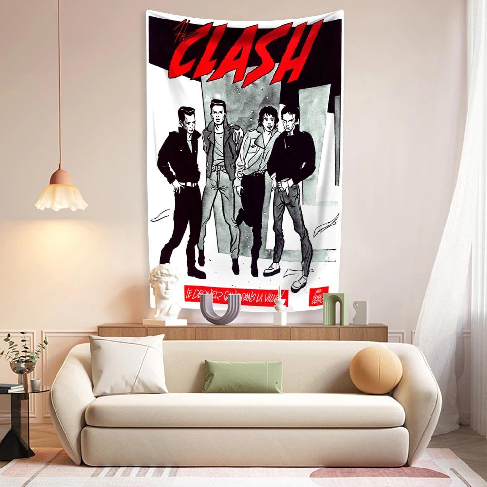 Гобелен Рок-н-ролл Музыка Хэви-метал The Clash Настенное украшение для спальни Большой тканевый фон для общежития Декор для концерта