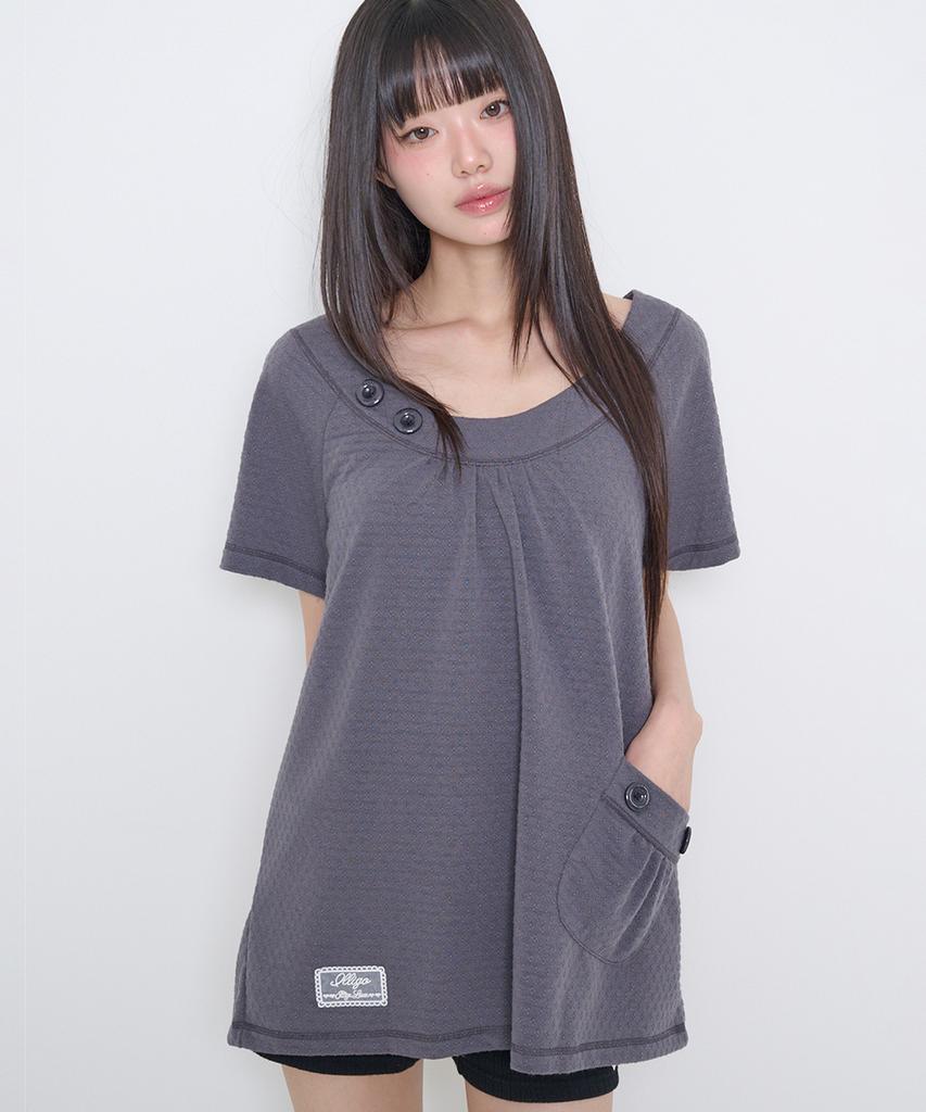 ILLIGO Pocket Button T-Shirt Charcoal