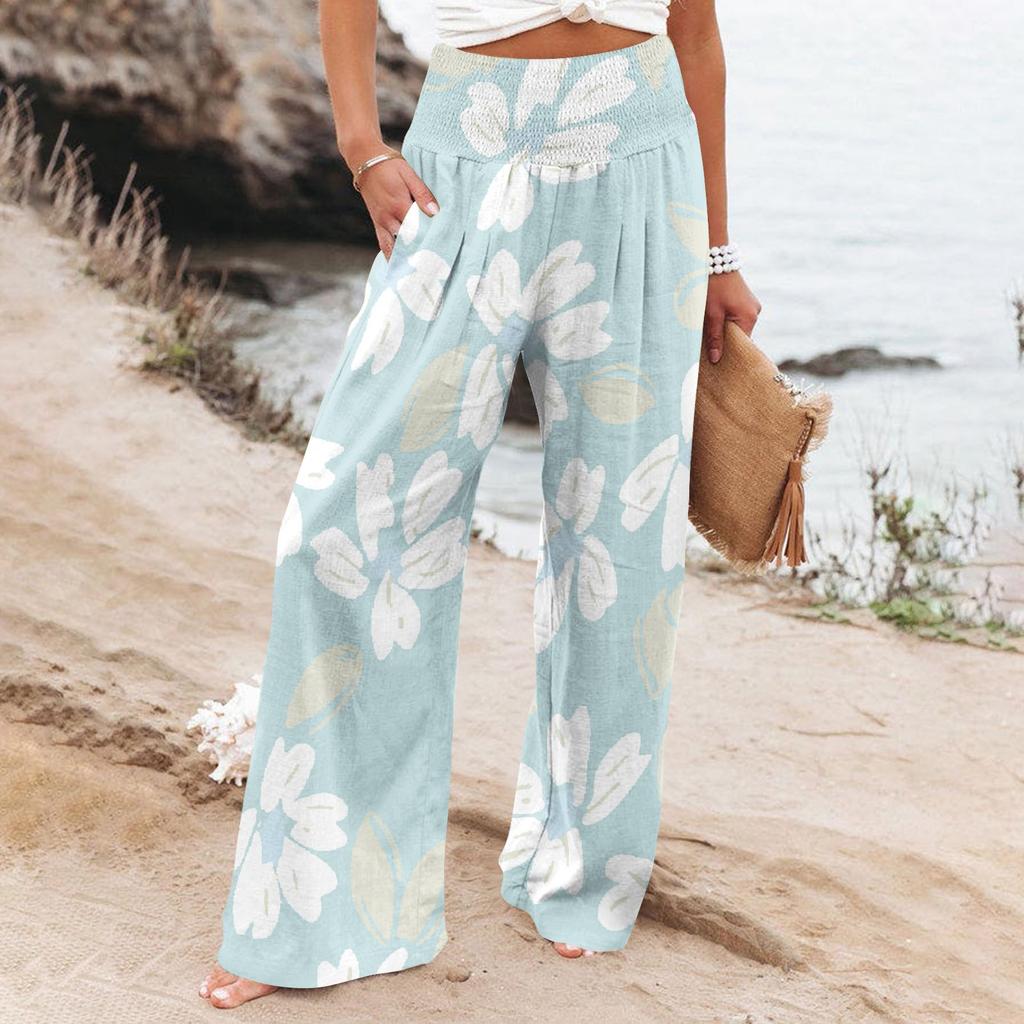 Women's Casual Pants Loose Soft Solid Color Wide Leg Long Pants High Waist Straight Leg Pants