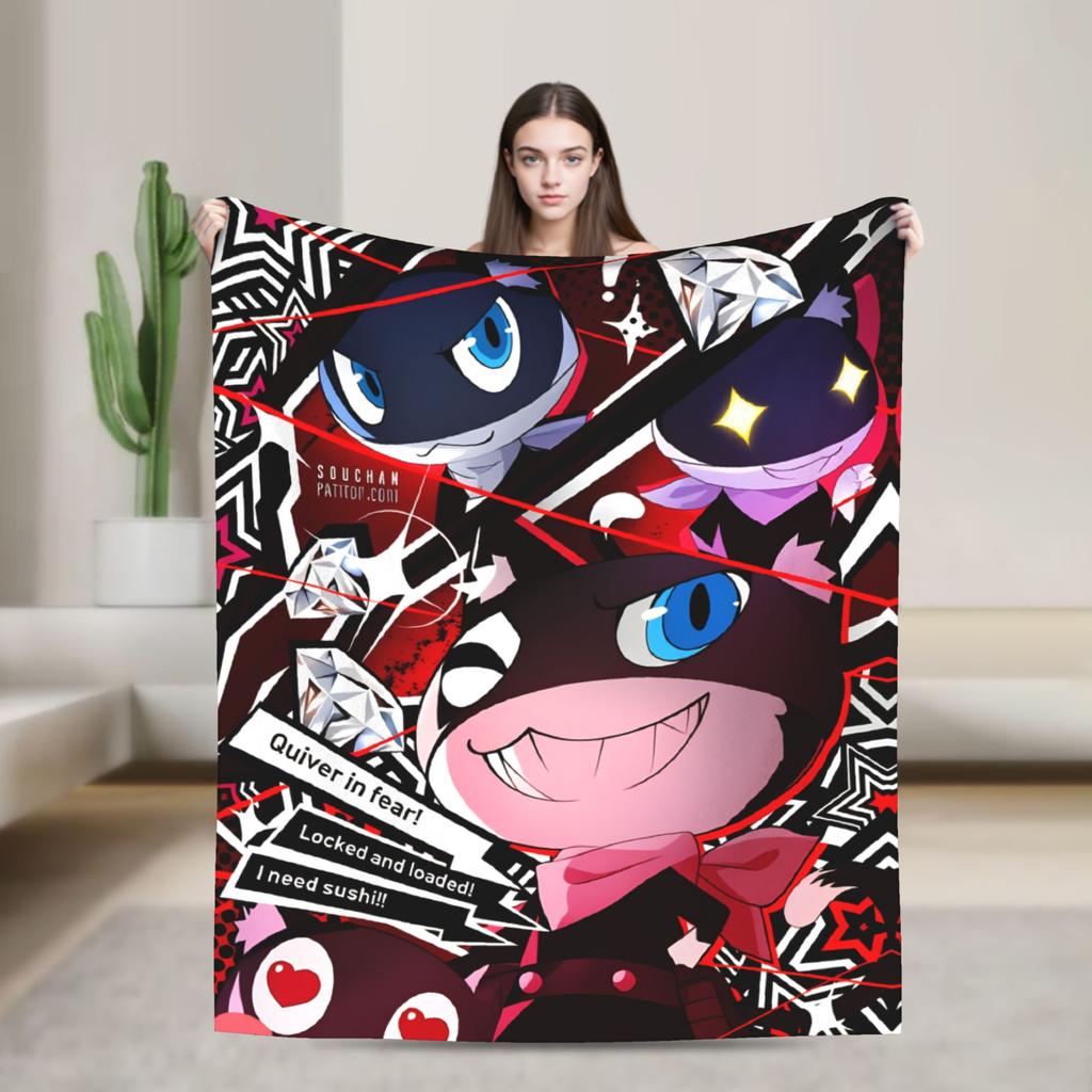 Soft Warm Blanket Picnic Animated Game P- Persona 5 Bedding Throws Flannel Bedspread For Couch Chair Aesthetic Sofa Bed Cover