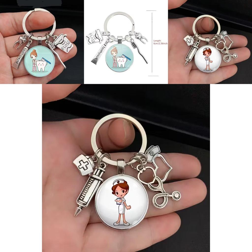Брелок Медсестры Стоматологической Помощи С Медицинским Шприцем И Стетоскопом Для Подарка И Празднования