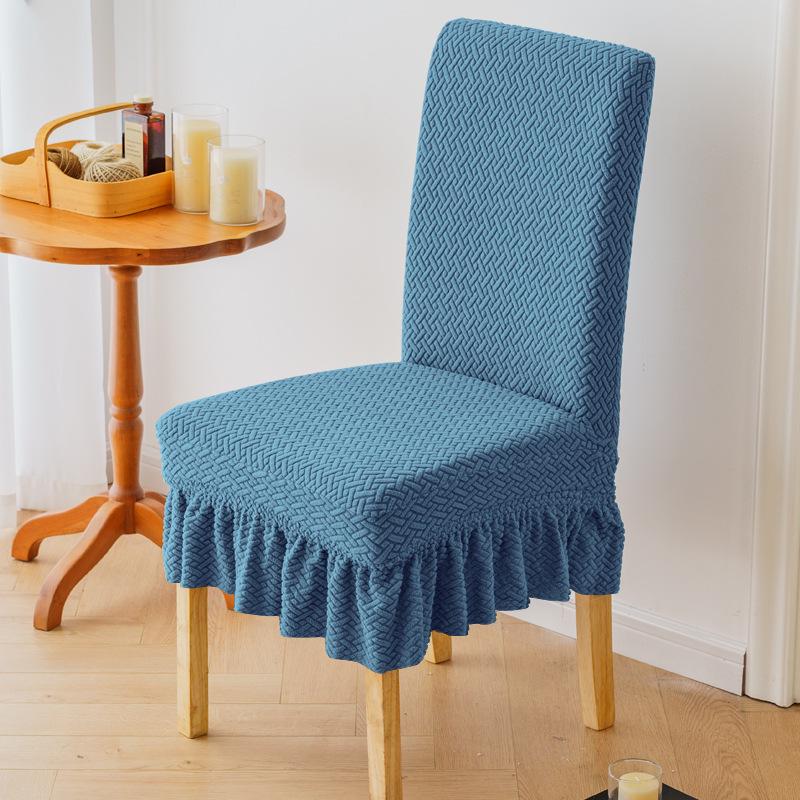 Жаккардовый стрейч чехол-юбка для обеденного стула на все сезоны