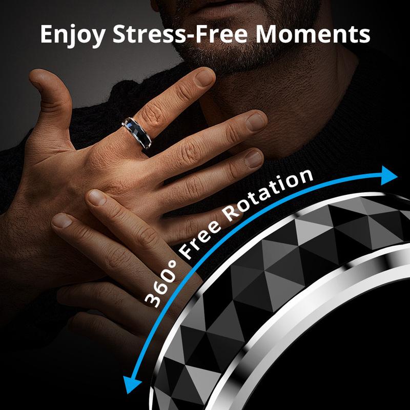 R11 Smart Ring, Fidget Spinner Anxiety Relieve Ring with Charging Case for Men, Health Sleep Monitor, 5ATM Waterproof