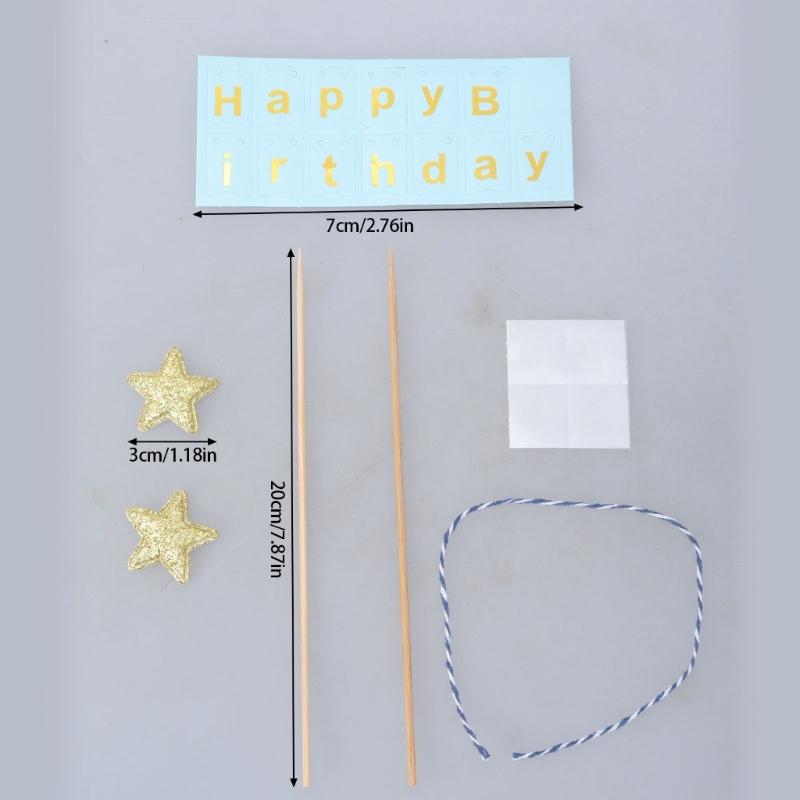 10 Set Happy Birthday Cake Decorations Glittering Glittering Star Cake Toppers Bunting Flag Banners for Boys Girls Party